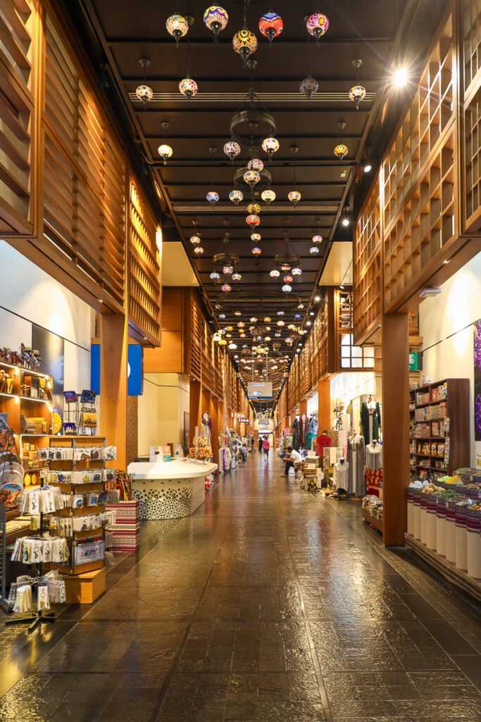 Lantern-lit corridor of Abu Dhabi Central Market