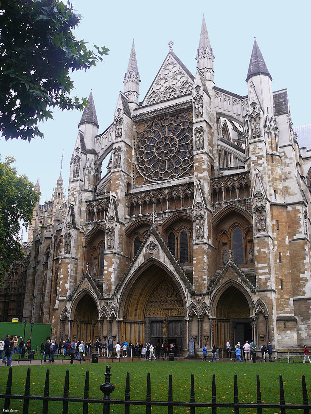 The Gothic north entrance and rose window of Westminster Abbey