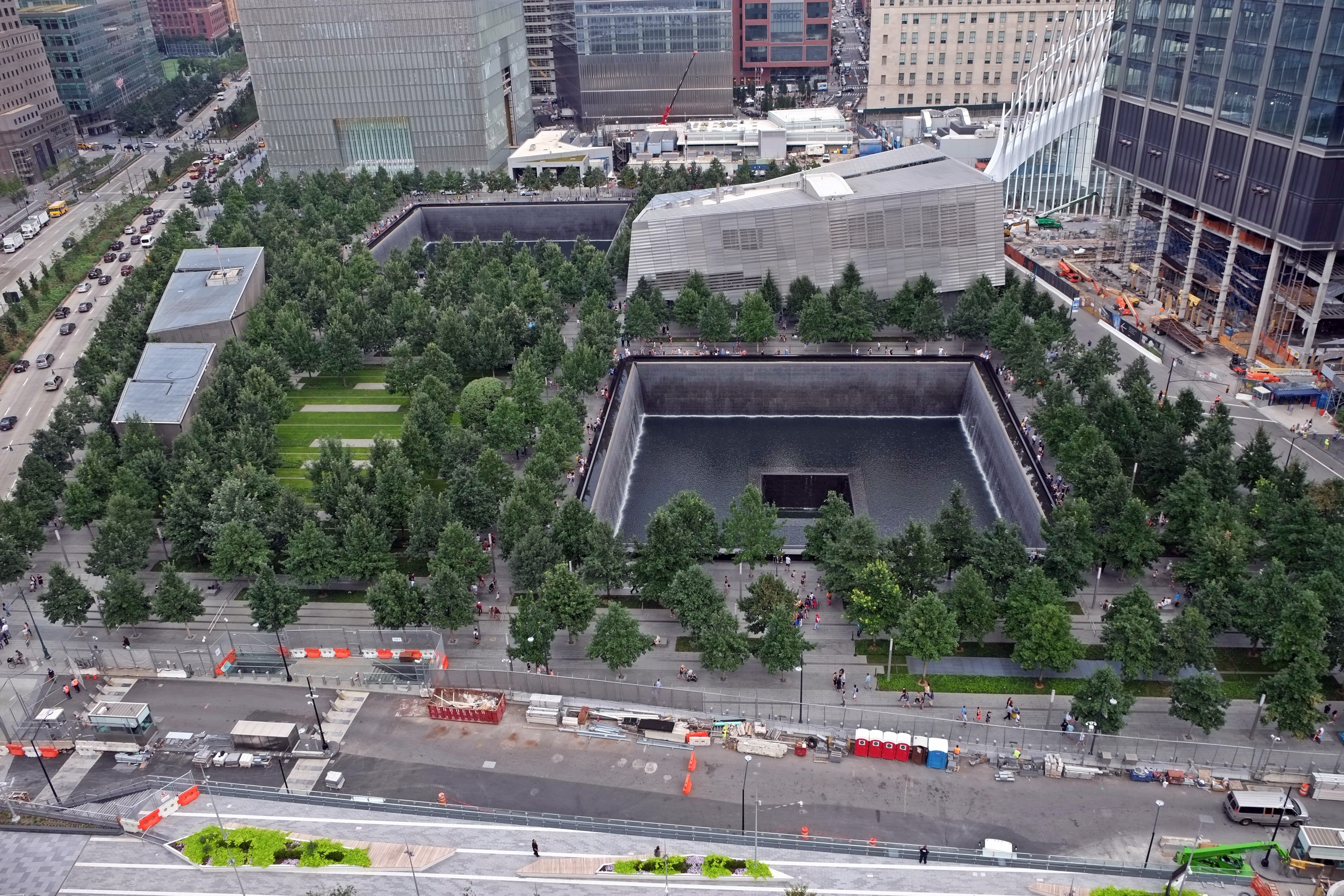 The 9/11 Memorial reflecting pools at the World Trade Center site