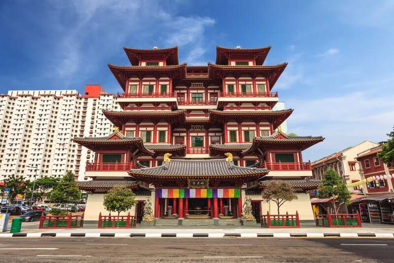 Shophouses and street stalls in Chinatown, Singapore