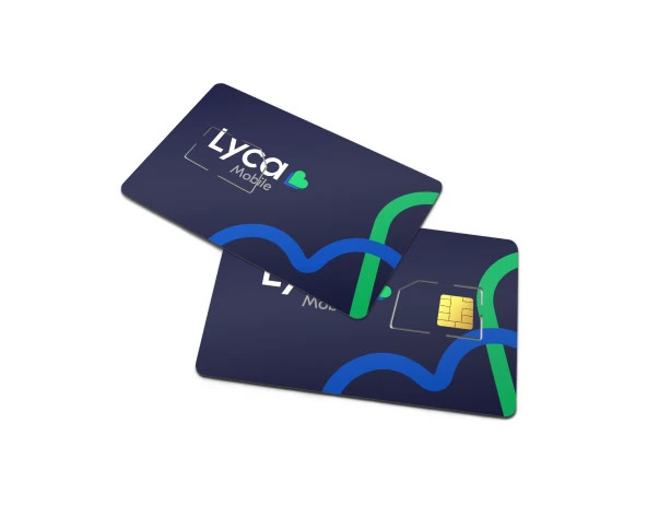 Lyca Mobile SIM card, front and back